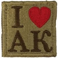 Патч Я люблю АК, песок-коричневый