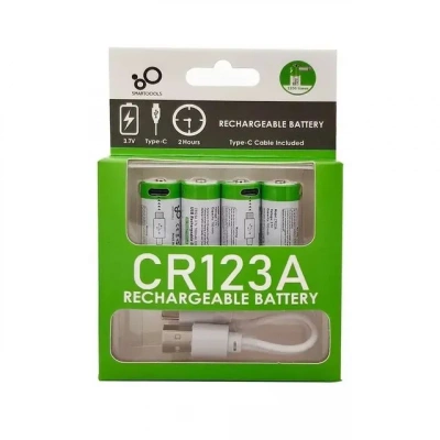 Комплект аккумуляторов CR123A 700mAh 3V 4 шт. с разъемом USB-C