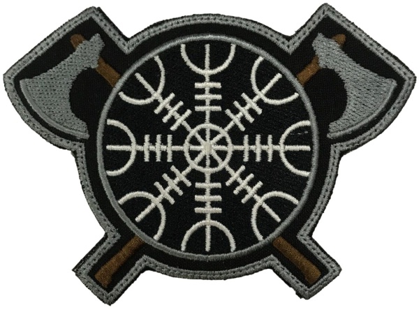 Патч Шлем ужаса на щите, черный