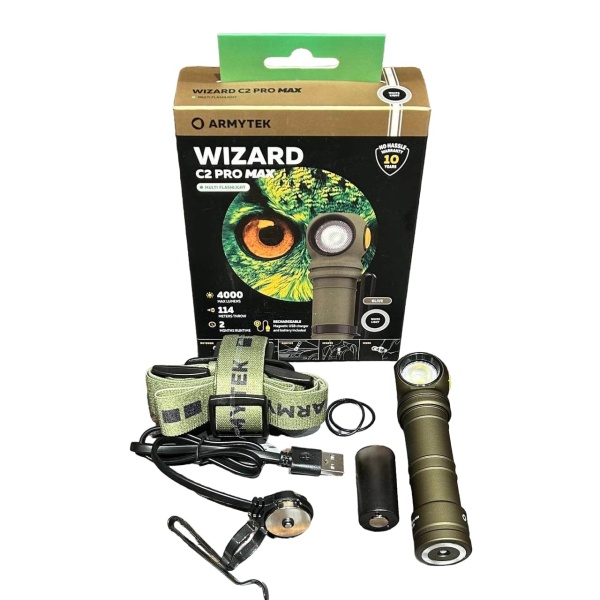 Фонарь Armytek Wizard C2 Pro Max Magnet USB Olive Белый