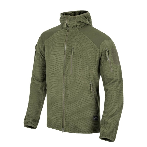 Флисовая куртка Helikon ALPHA HOODIE Jacket - Grid Fleece, Olive Green