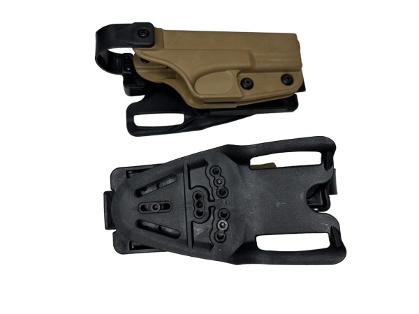 Кобура Tactical Warrior, тактика Glock с выносной площадкой "стрела", с ремешком на ногу на салазках (Койот)