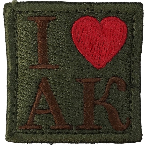 Патч Я люблю АК, олива-коричневый