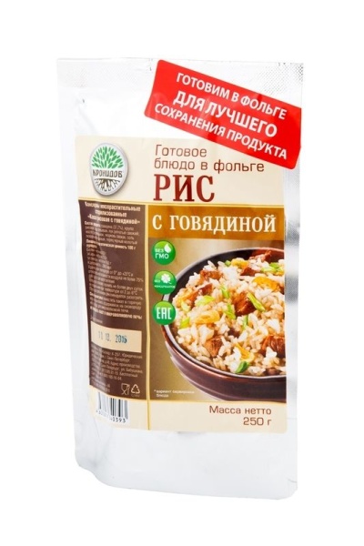 Консервы мясорастительные стерилизованные рубленые"Каша рисовая с говядиной". Кронидов