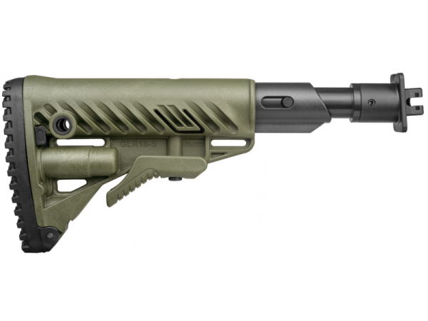 Телескопический складной приклад Fab Defense с амортизатором для Вепрь 12, зеленый