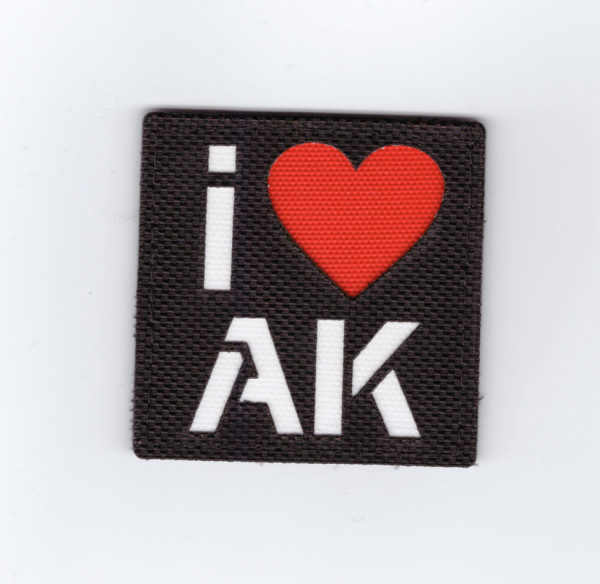 Патч Я люблю АК, черный-белый