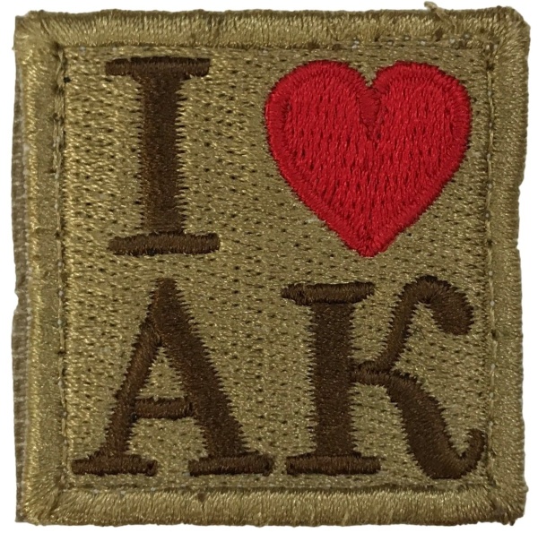 Патч Я люблю АК, песок-коричневый