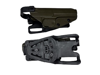 Кобура Tactical Warrior, тактика АПС с выносной площадкой "стрела", с ремешком на ногу на салазках