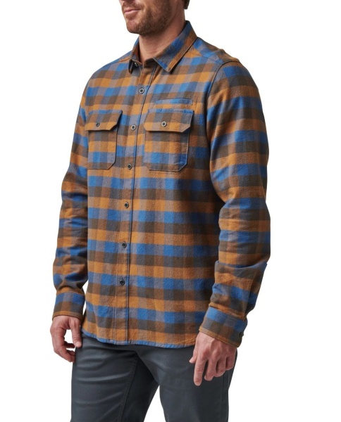Рубашка 5.11 Gunner Plaid Long Sleeve Shirt, Cobalt Blue Plaid