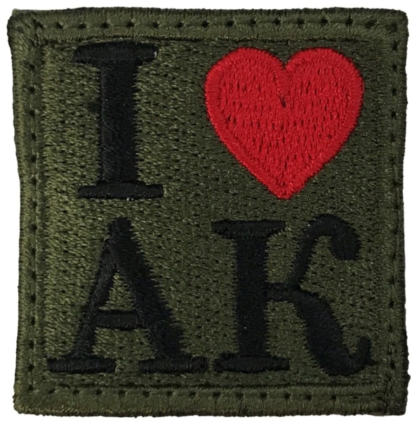 Патч Я люблю АК, олива-чёрный